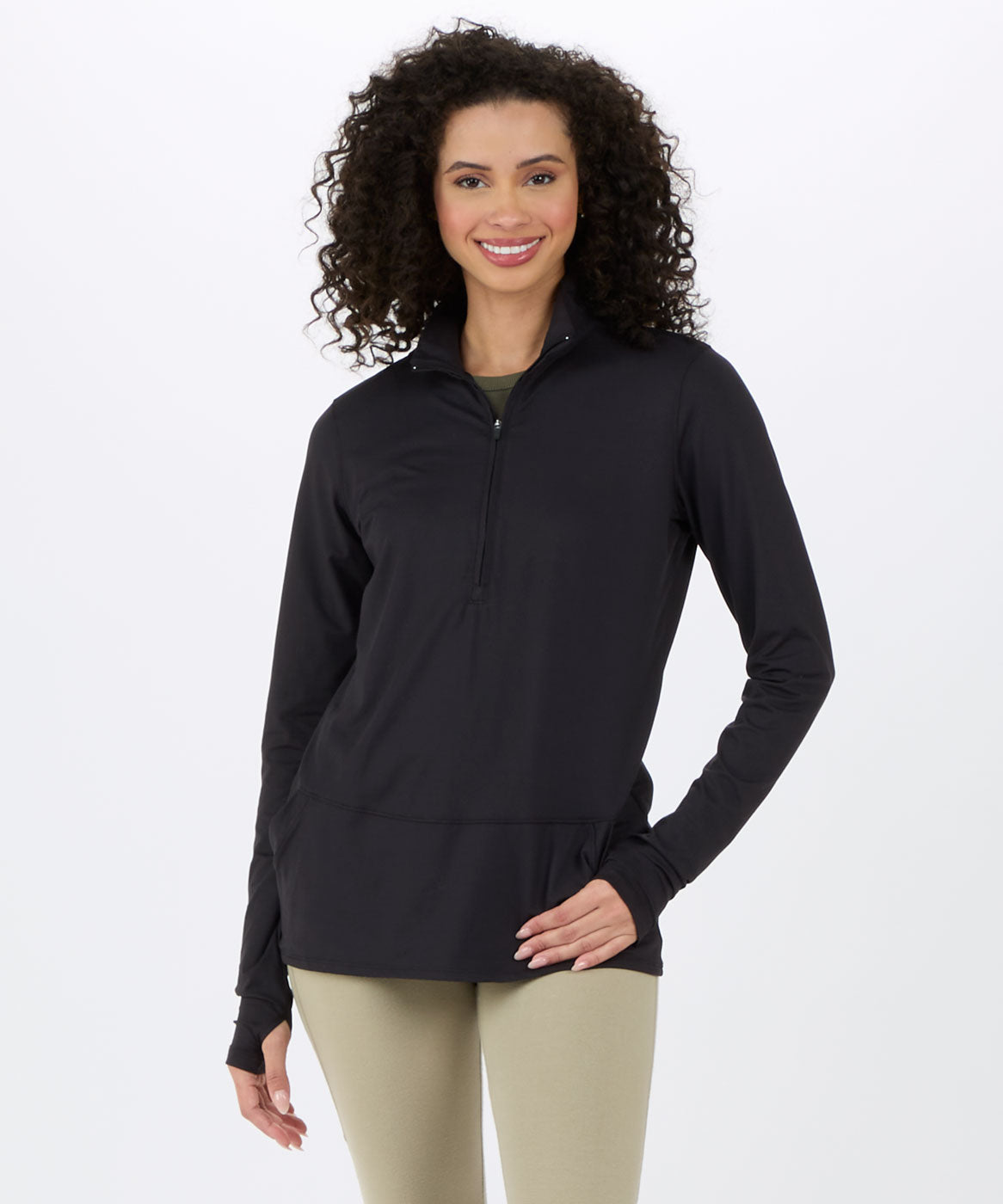 Black quarter hotsell zip pullover women's