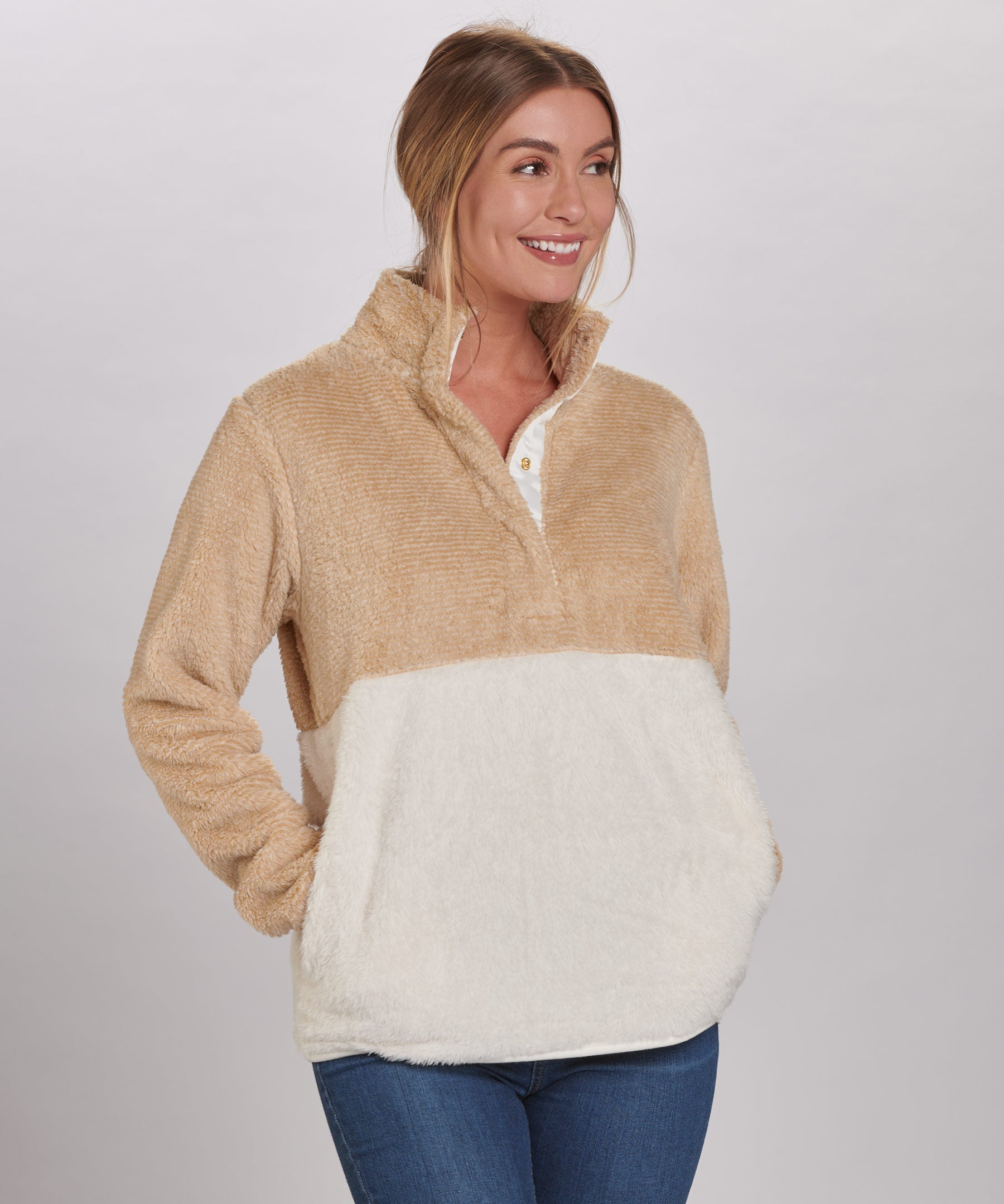 Women's fuzzy cheap fleece pullover