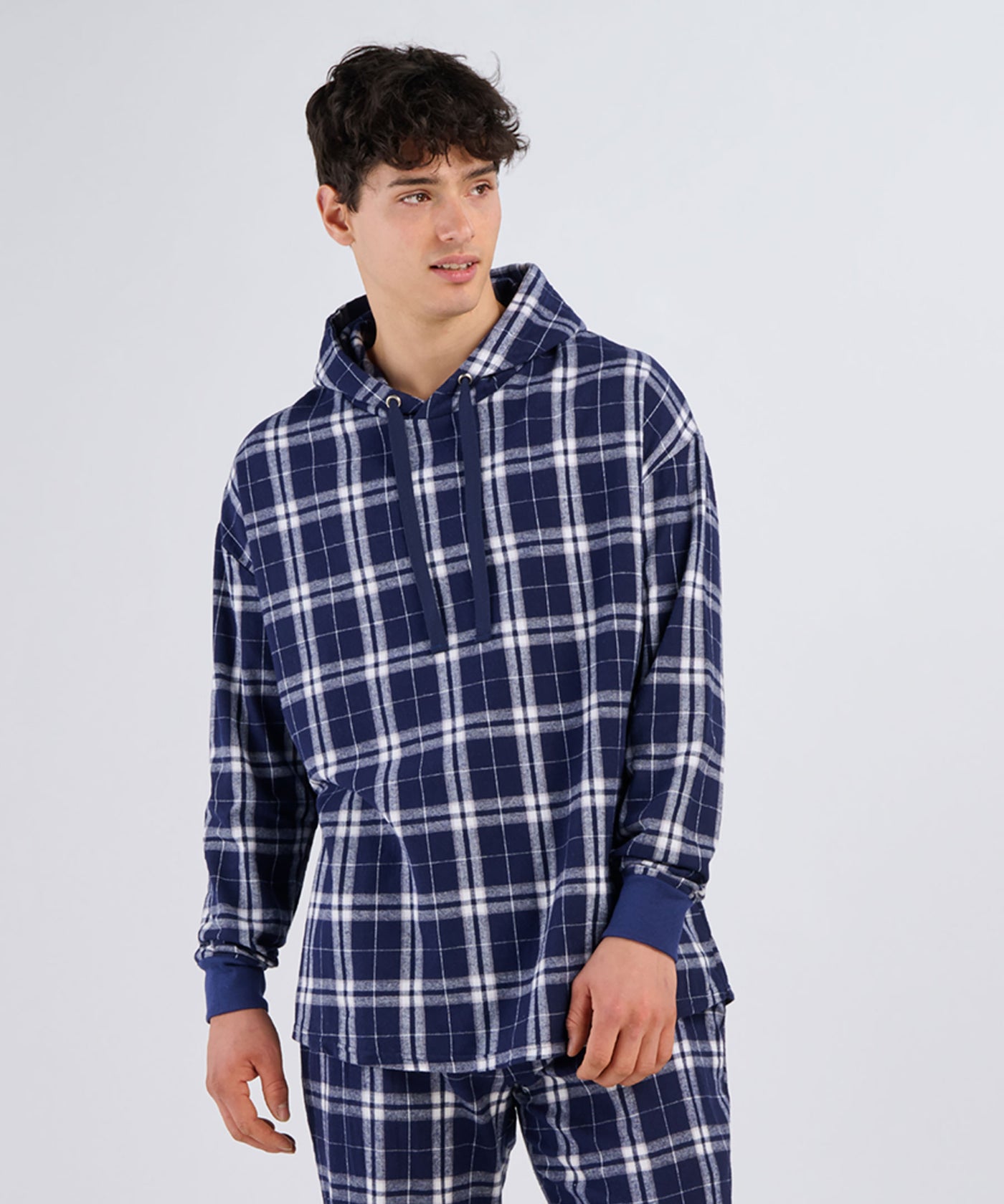 navy/silver plaid