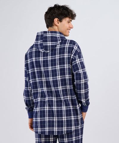 navy/silver plaid