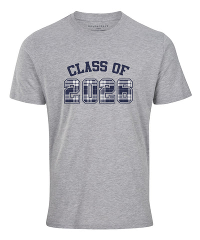 oxford heather with navy/silver plaid