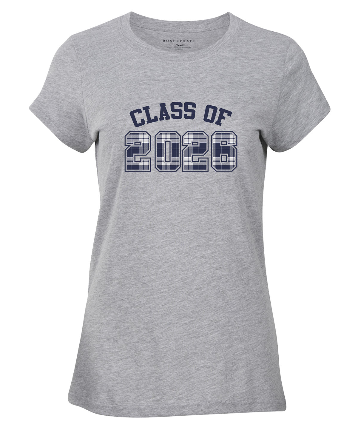 oxford heather with navy/silver plaid