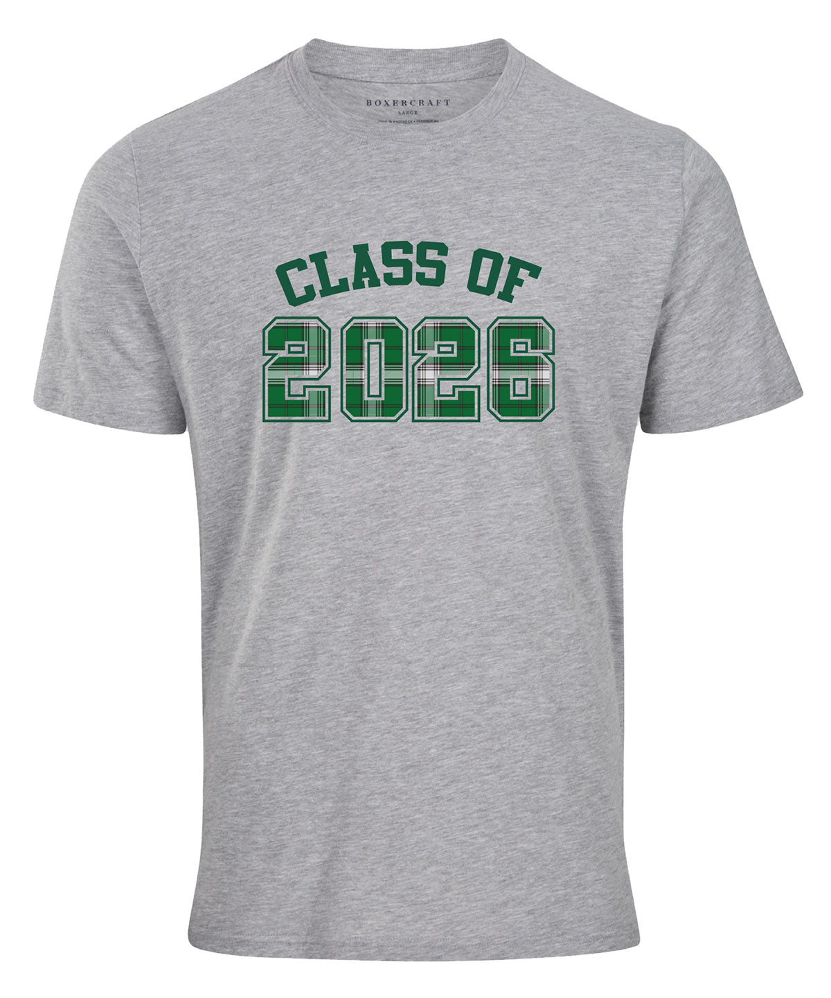 oxford heather with green/white plaid