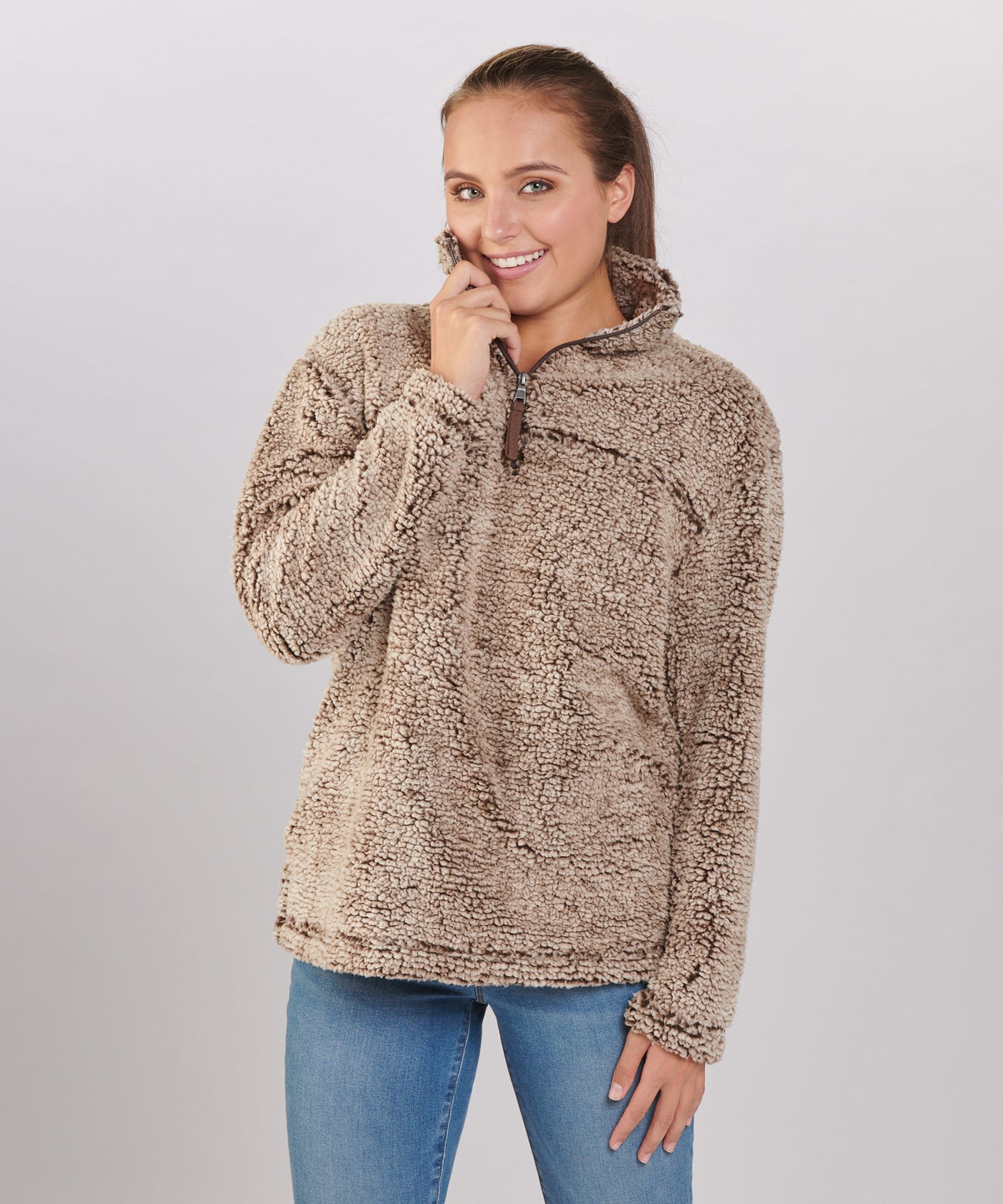 Women's Bamboo Sherpa Fleece Half Zip Pullover