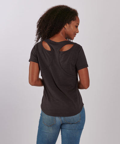 Boxercraft Women's Cold Shoulder Short Sleeve T-Shirt - Cotton Blend, Contoured Fit, Sueded Finish